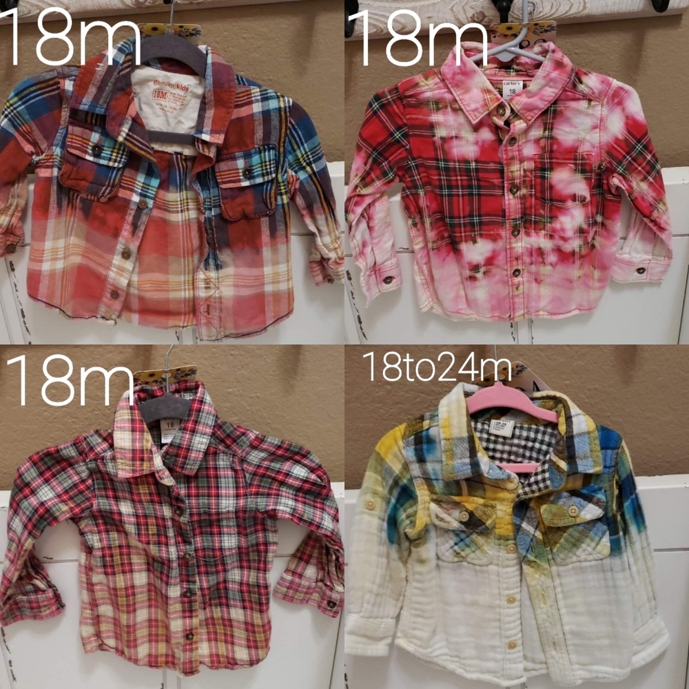 Lot of 4 hand distressed button downs